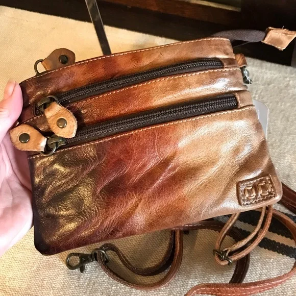 NWT Bed Stu Leather Viana Crossbody Belt Bag Wristlet Cafe Latte MSRP $180 - Picture 4 of 13